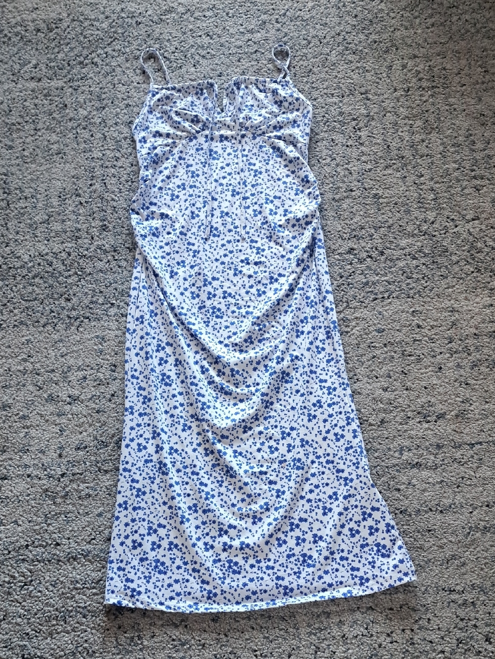 SHEIN White and Blue Floral Maxi Dress